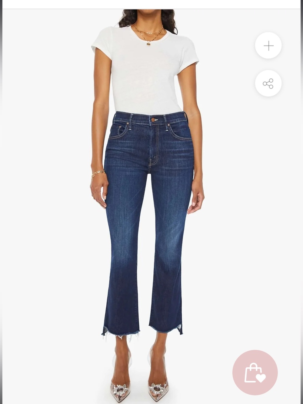 MOTHER The Insider Crop Step Fray Jeans - Dark Wash 29